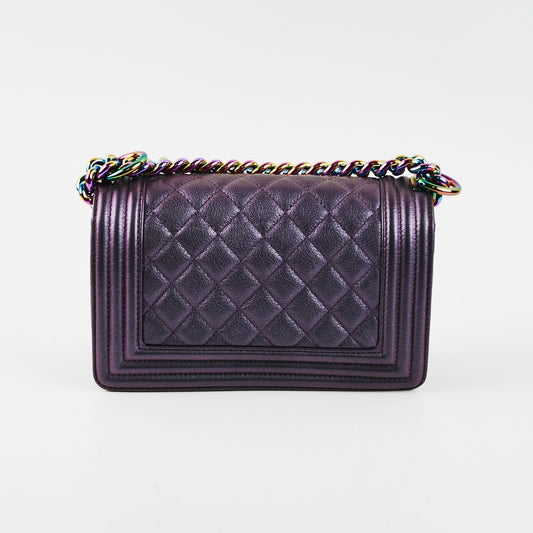 Chanel Small Boy Iridescent Purple Shoulder Bag