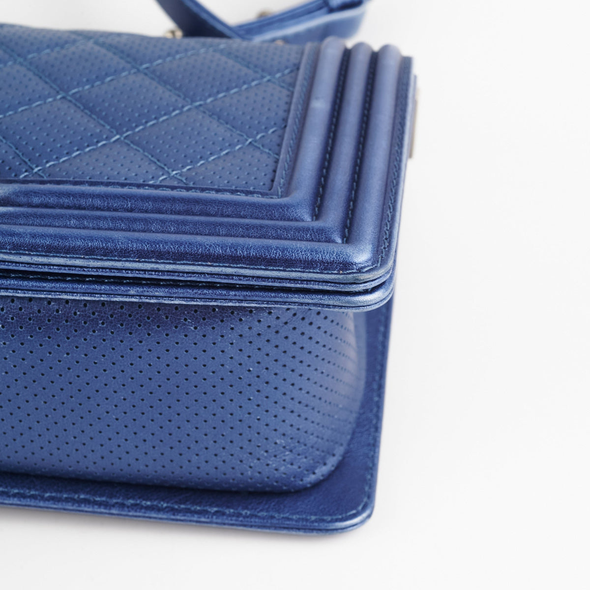 Chanel Old Medium Boy Metallic Blue