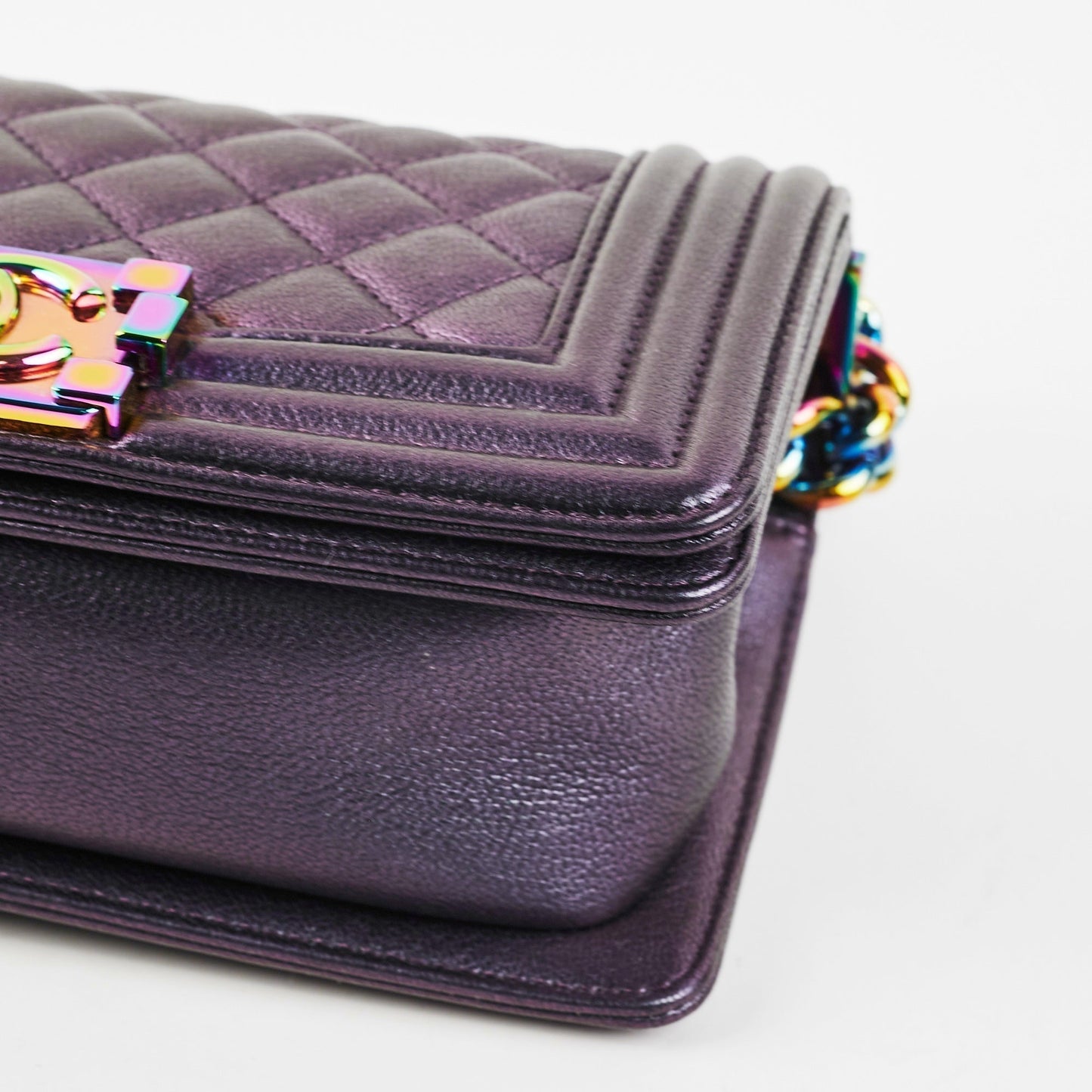 Chanel Small Boy Iridescent Purple Shoulder Bag