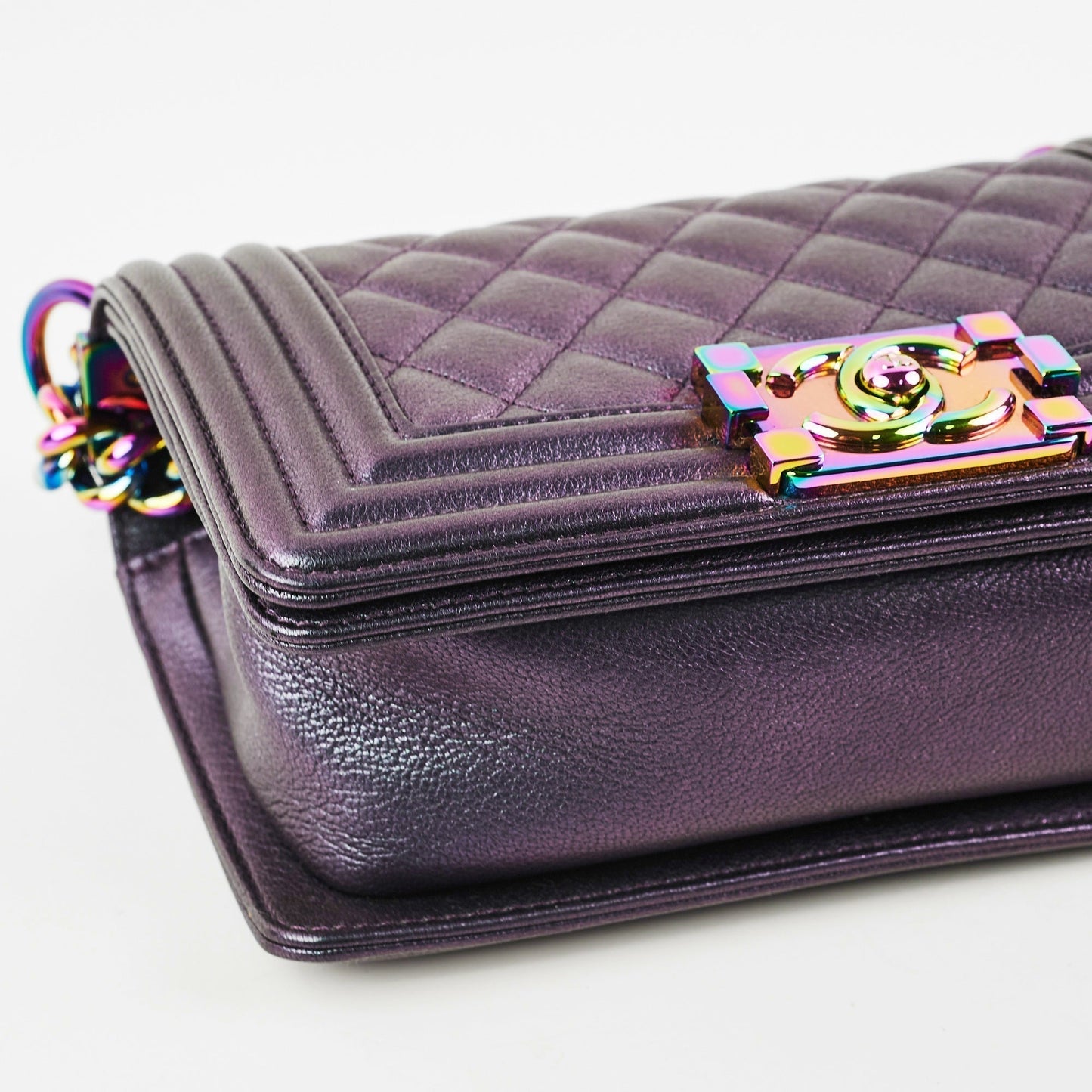 Chanel Small Boy Iridescent Purple Shoulder Bag