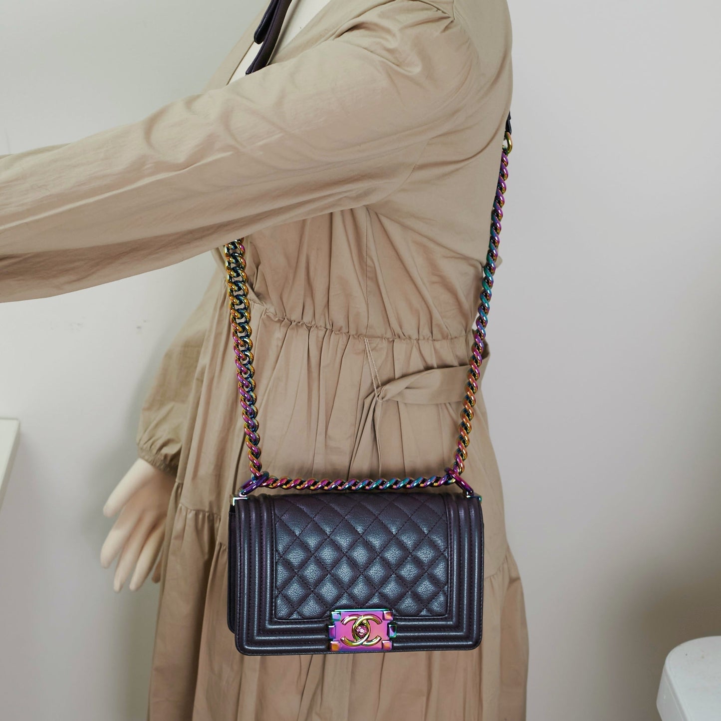 Chanel Small Boy Iridescent Purple Shoulder Bag