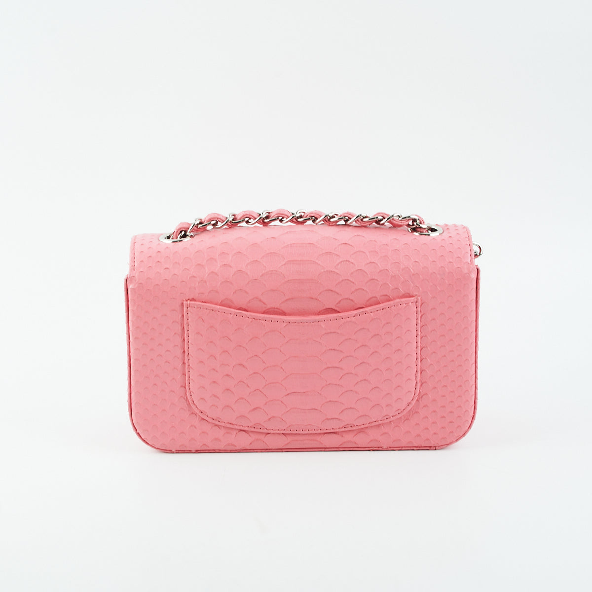 Chanel Python Rectangular Mini Classic Flap Pink