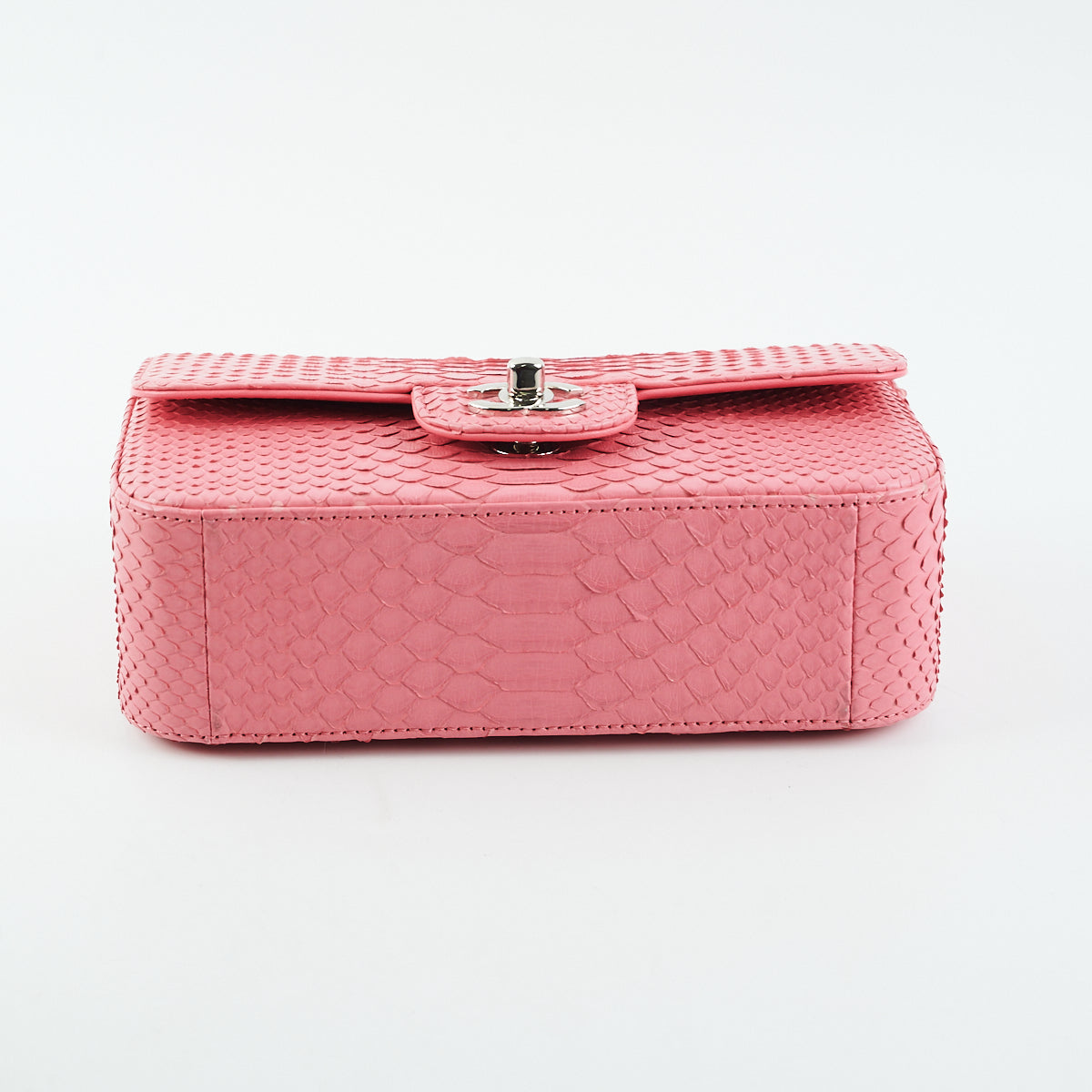 Chanel Python Rectangular Mini Classic Flap Pink