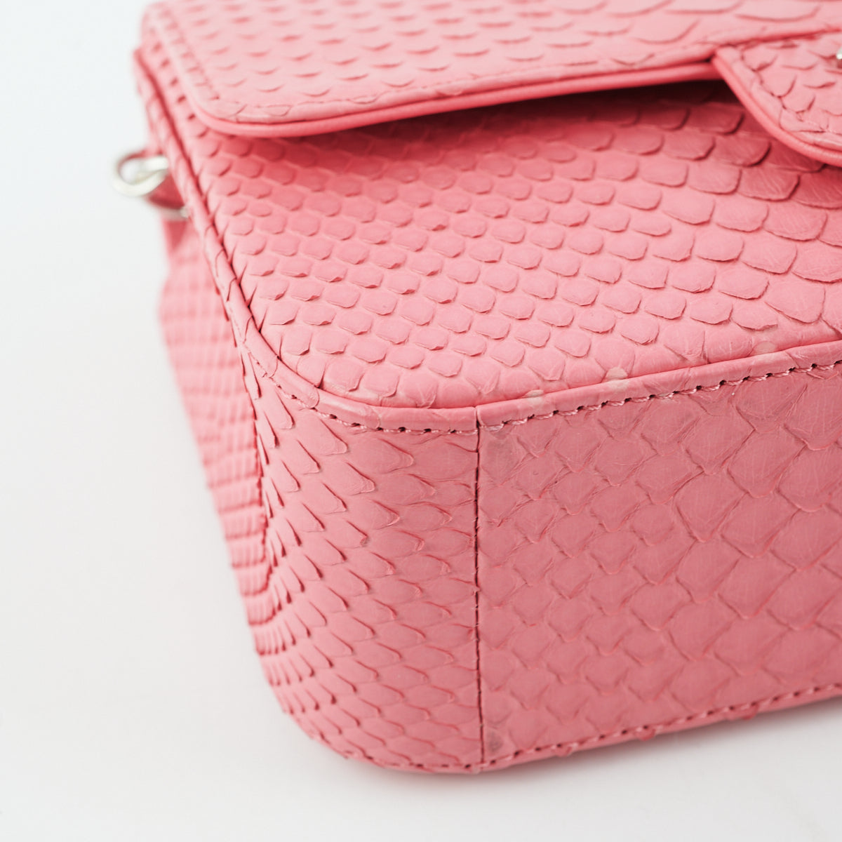 Chanel Python Rectangular Mini Classic Flap Pink