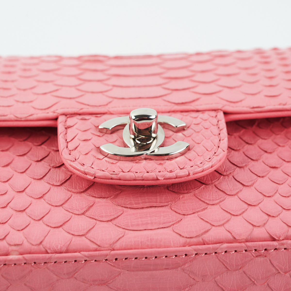Chanel Python Rectangular Mini Classic Flap Pink