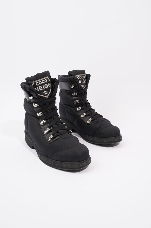 Chanel Coco Neige Black Nylon EU 37 UK 4