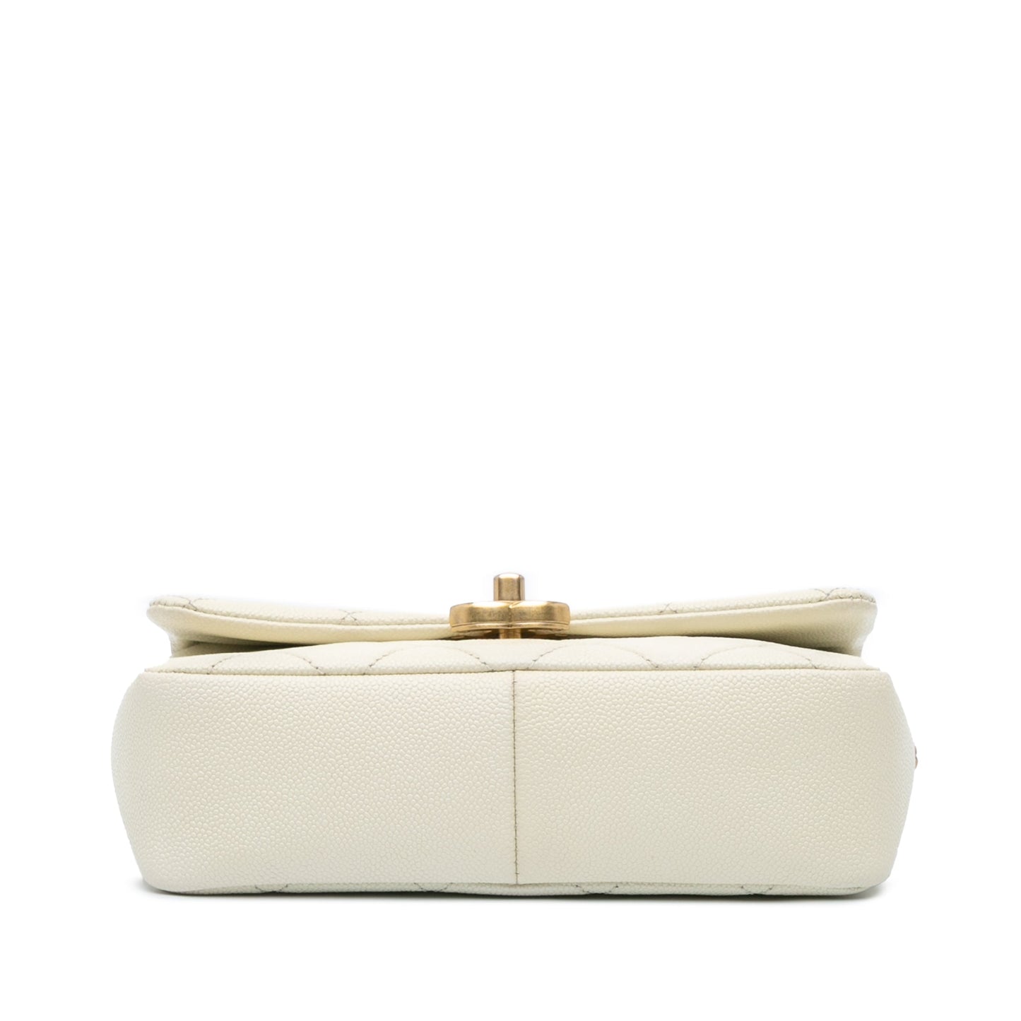 White Chanel Small Quilted Caviar Chain Melody Flap Crossbody Bag