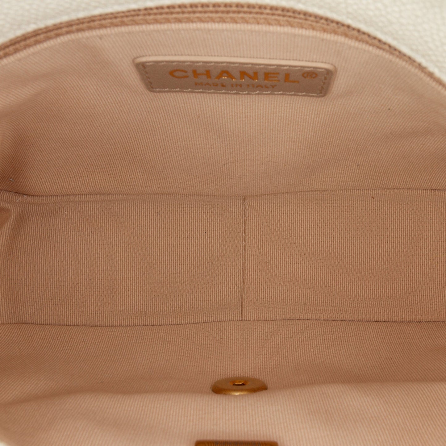 White Chanel Small Quilted Caviar Chain Melody Flap Crossbody Bag