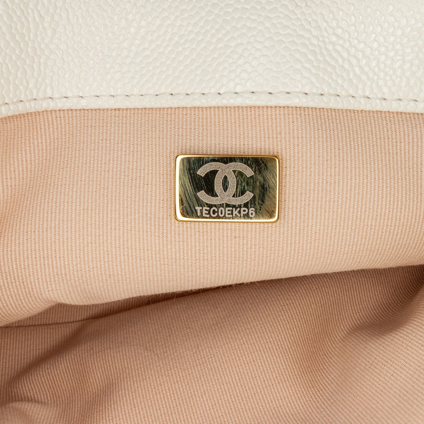 White Chanel Small Quilted Caviar Chain Melody Flap Crossbody Bag
