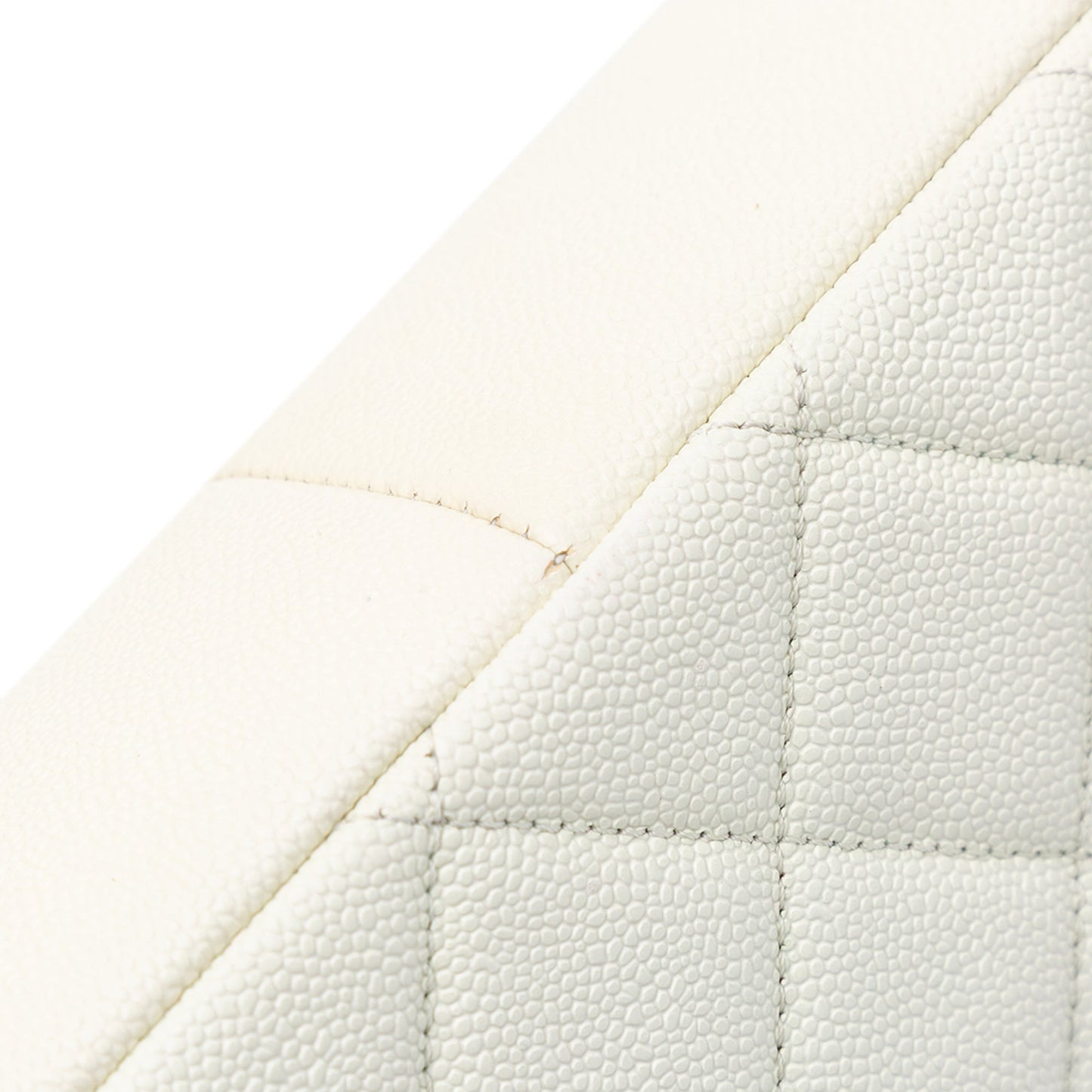 White Chanel Small Quilted Caviar Chain Melody Flap Crossbody Bag