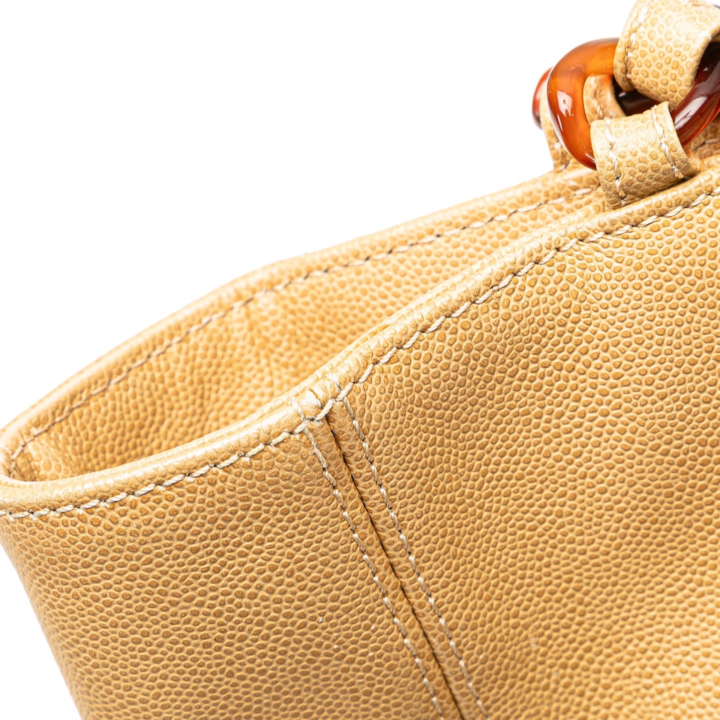 Tan Chanel CC Caviar Tortoise Chain Tote Bag