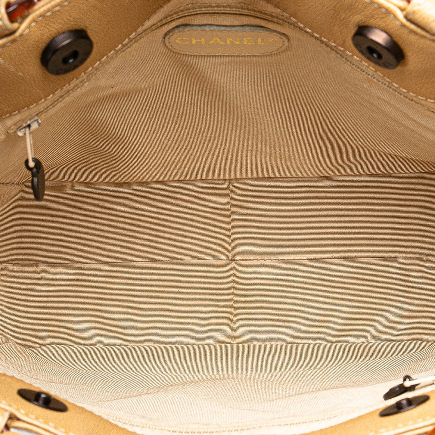 Tan Chanel CC Caviar Tortoise Chain Tote Bag