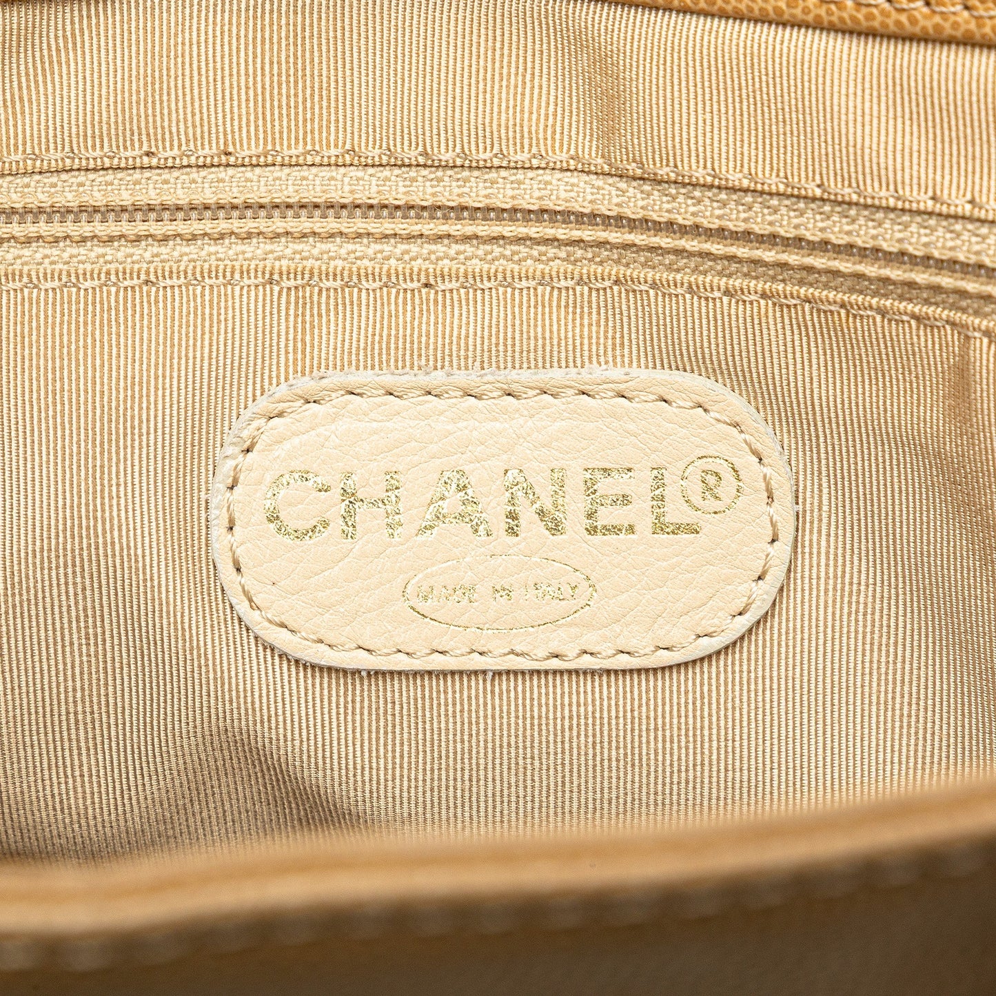 Tan Chanel CC Caviar Tortoise Chain Tote Bag