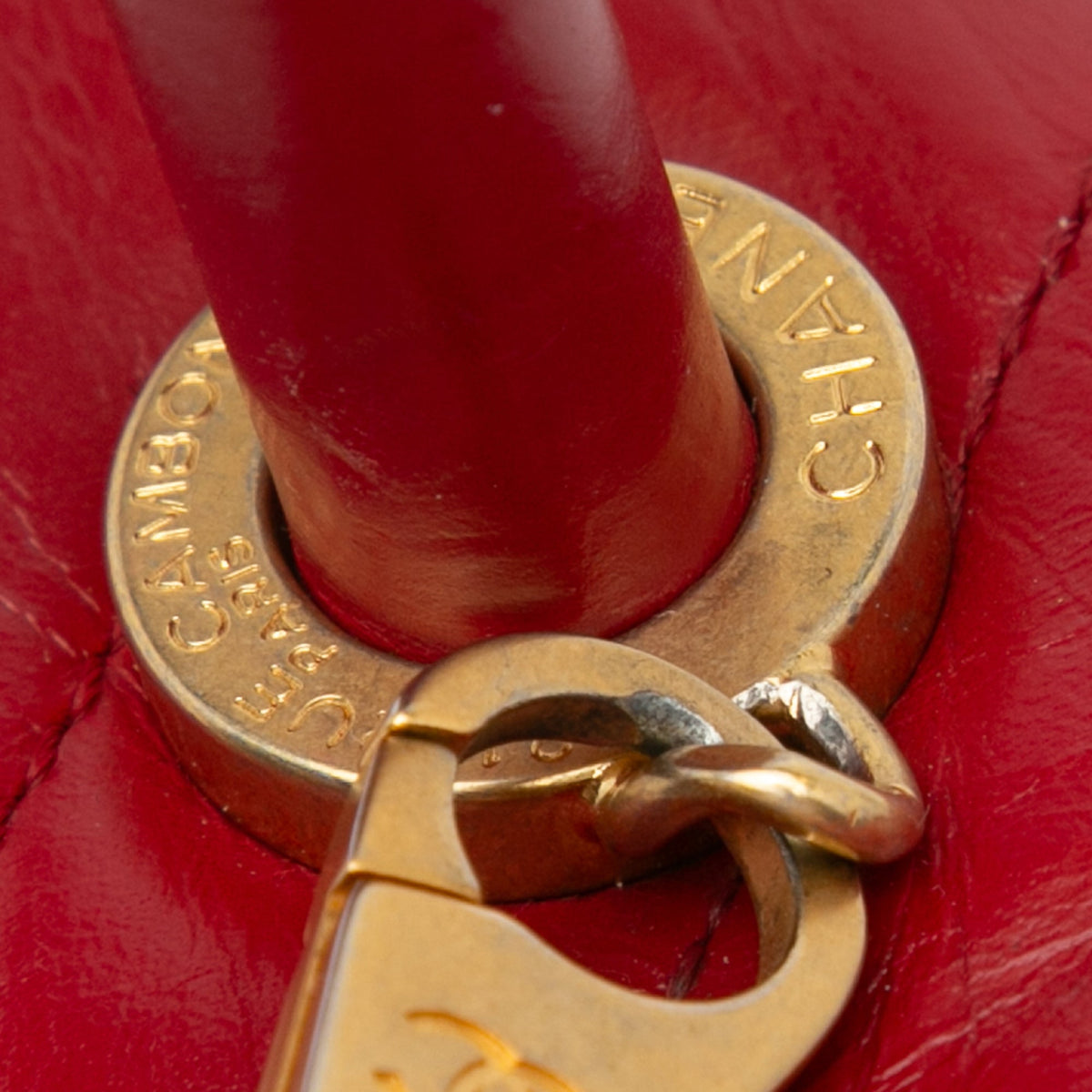Red Chanel Small Lambskin Chevron Coco Top Handle Bag Satchel