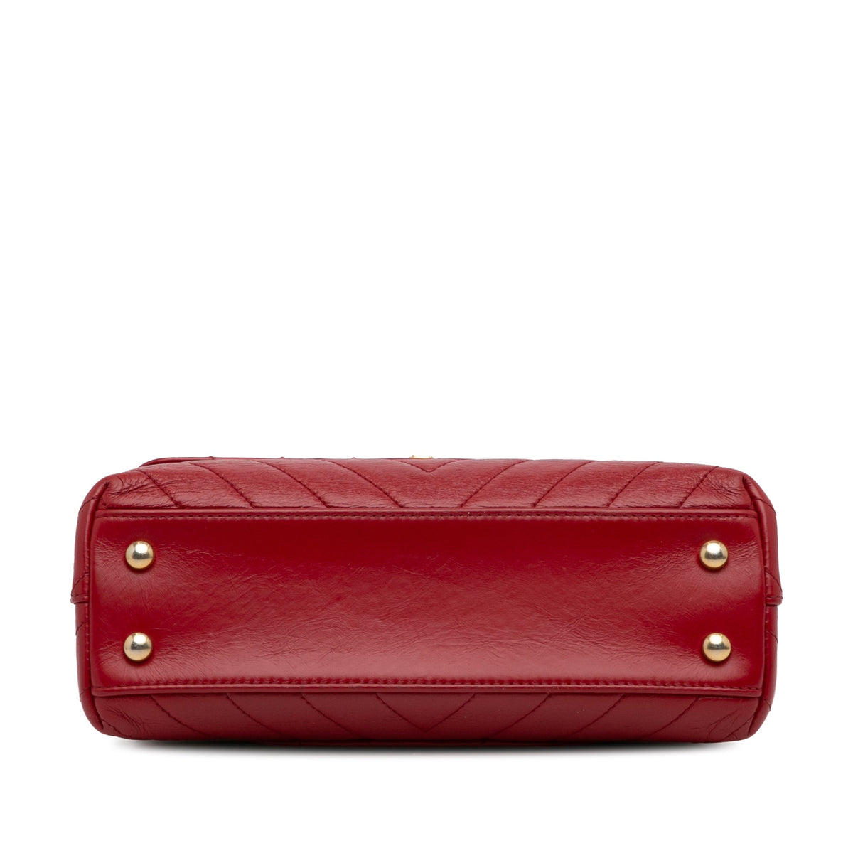 Red Chanel Small Lambskin Chevron Coco Top Handle Bag Satchel
