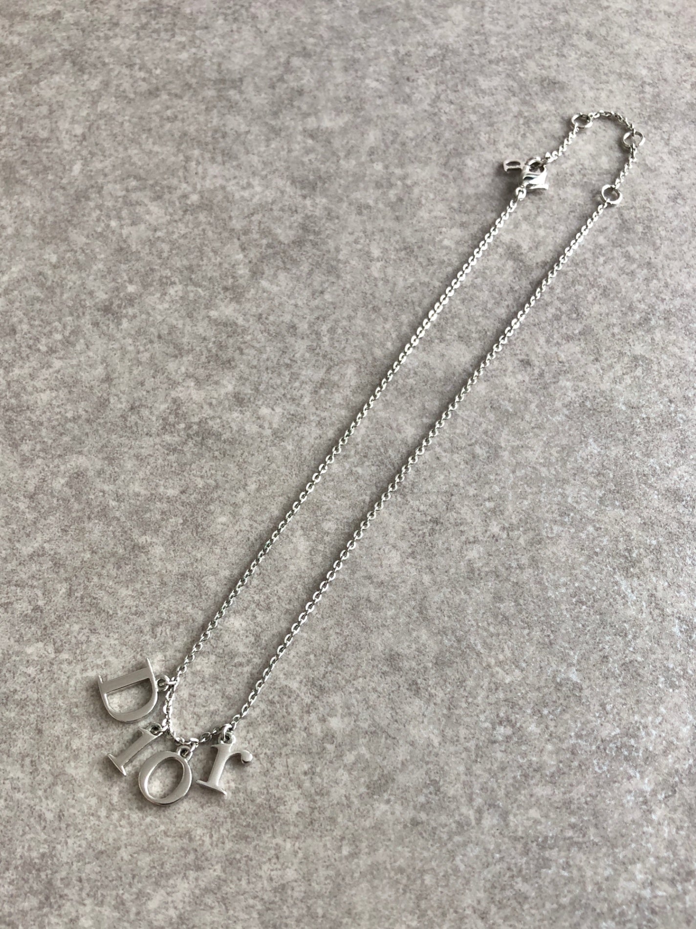 Christian Dior Logo Motif Necklace Silver Vintage 4vs2mn