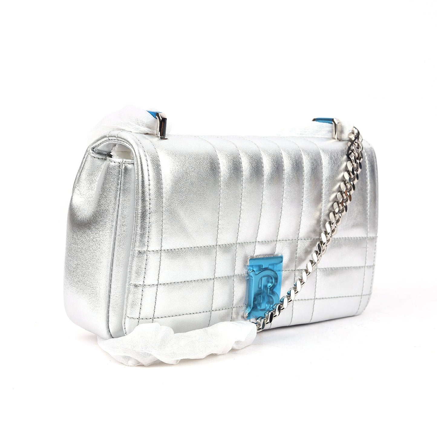 Burberry Lola Leather Silver Shoulder Bag