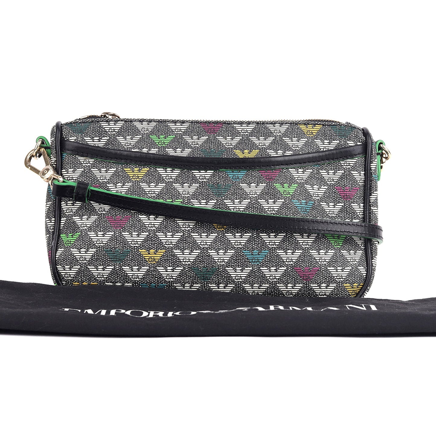 Emporio Armani Grey Multi-color Monogram Crossbody