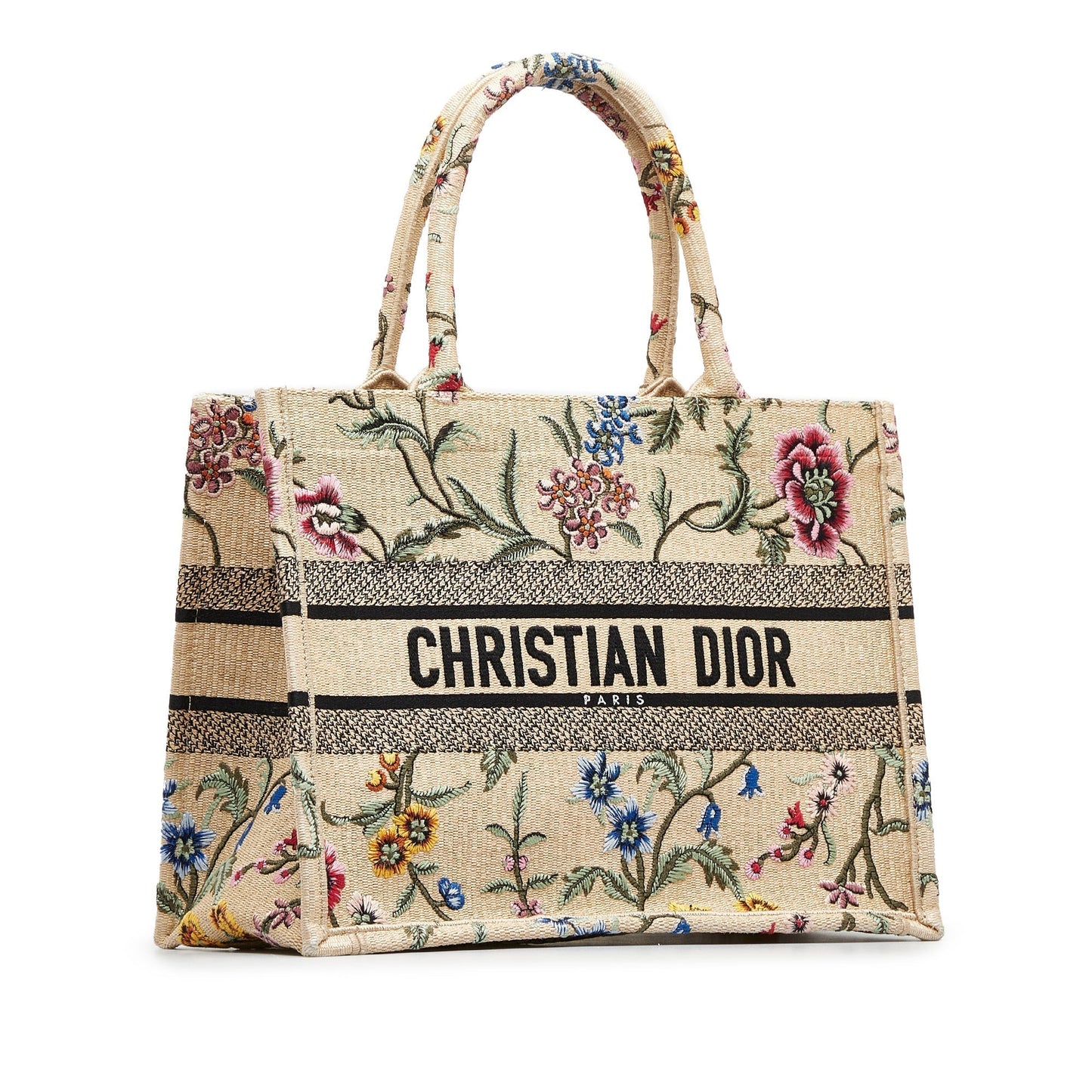 DIOR Medium Petite Fleurs Raffia Book Tote Tote Bag