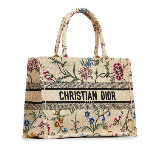 DIOR Medium Petite Fleurs Raffia Book Tote Tote Bag