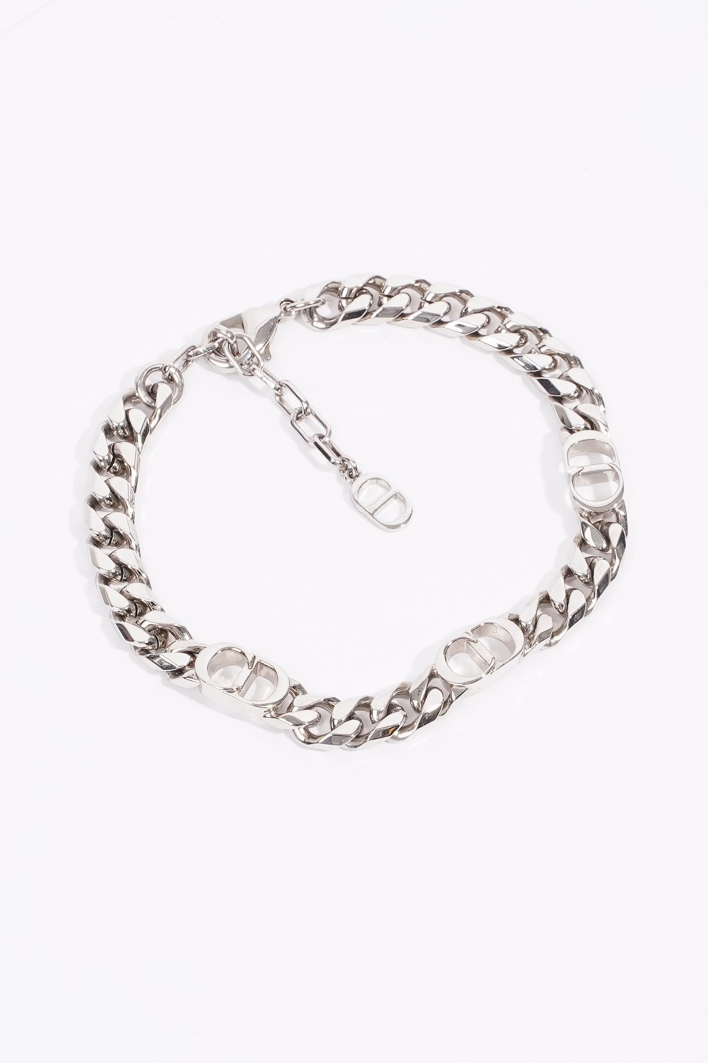 Christian Dior CD Iconic Thin Chain Link Bracelet Silver Base Metal