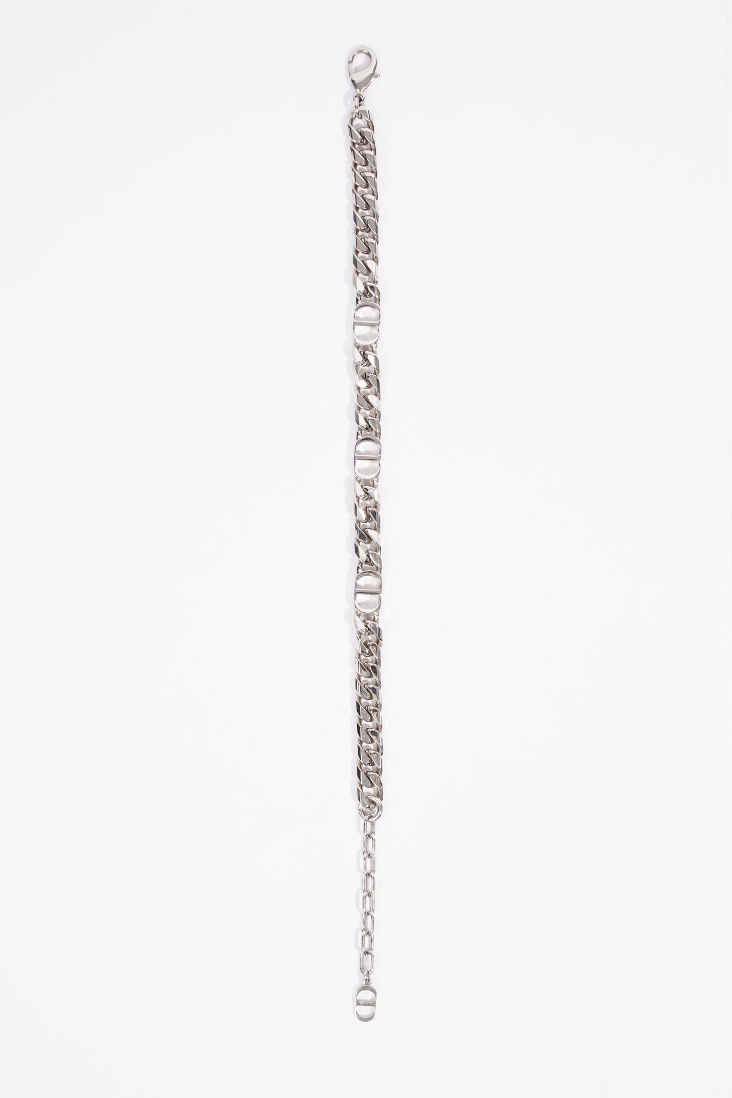 Christian Dior CD Iconic Thin Chain Link Bracelet Silver Base Metal