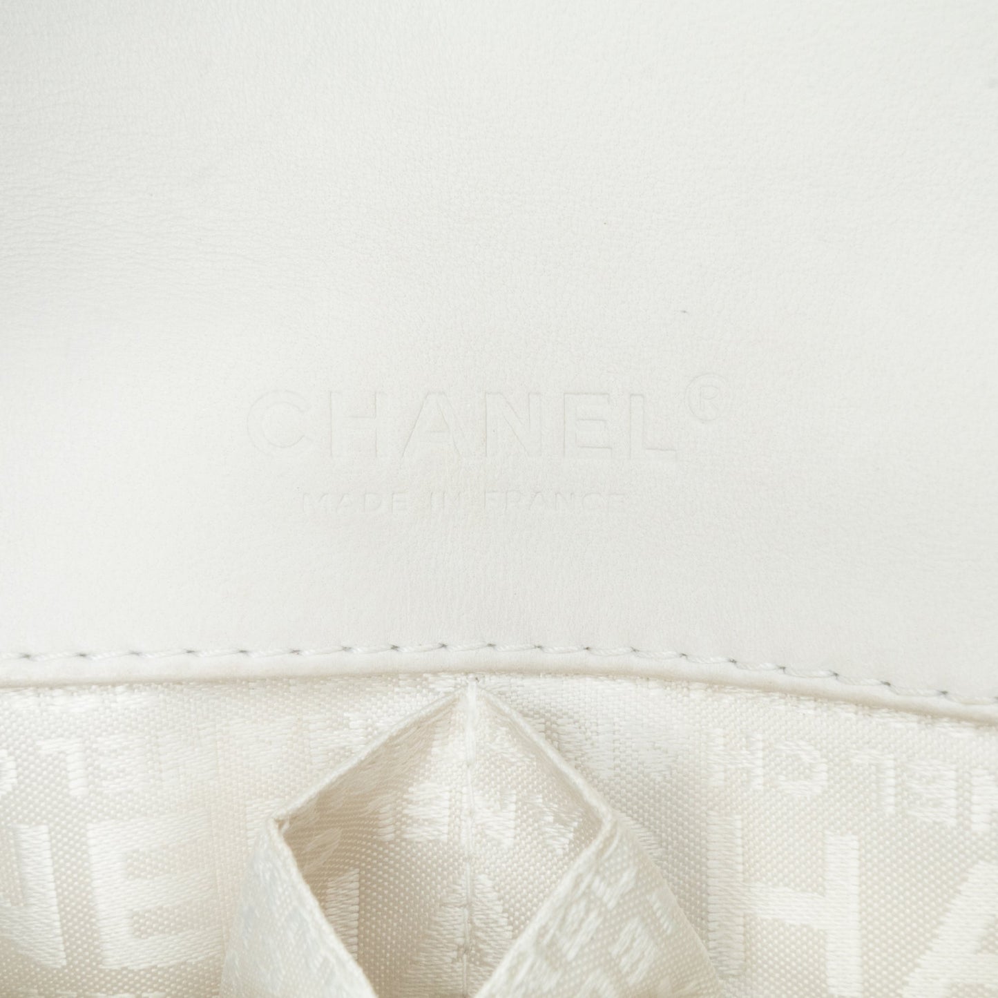 White Chanel Choco Bar Lambskin 3 Chain Single Flap Shoulder Bag