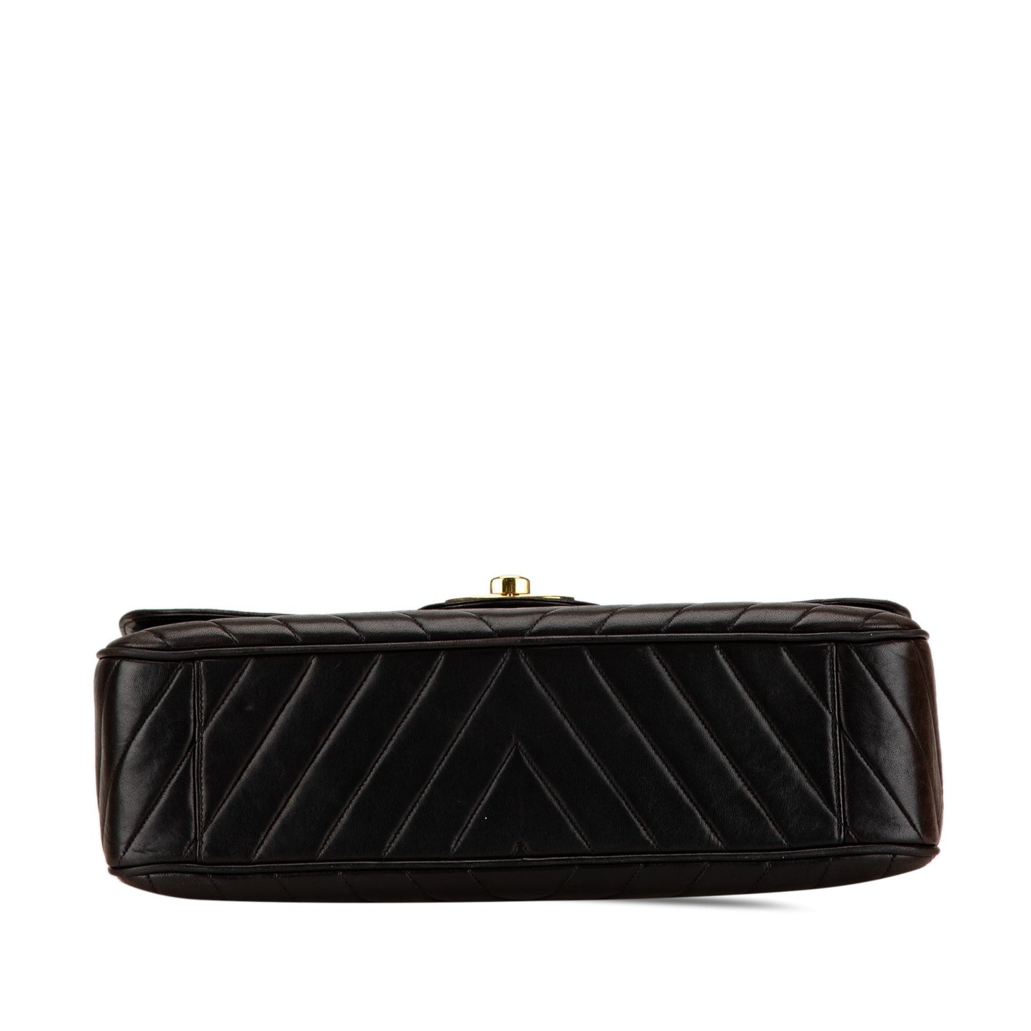 Brown Chanel Maxi XL Chevron Lambskin Single Flap Shoulder Bag
