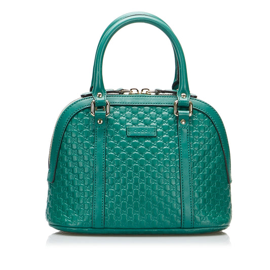 Gucci Dome HandBag Mini Teal Blue MicroGuccissima