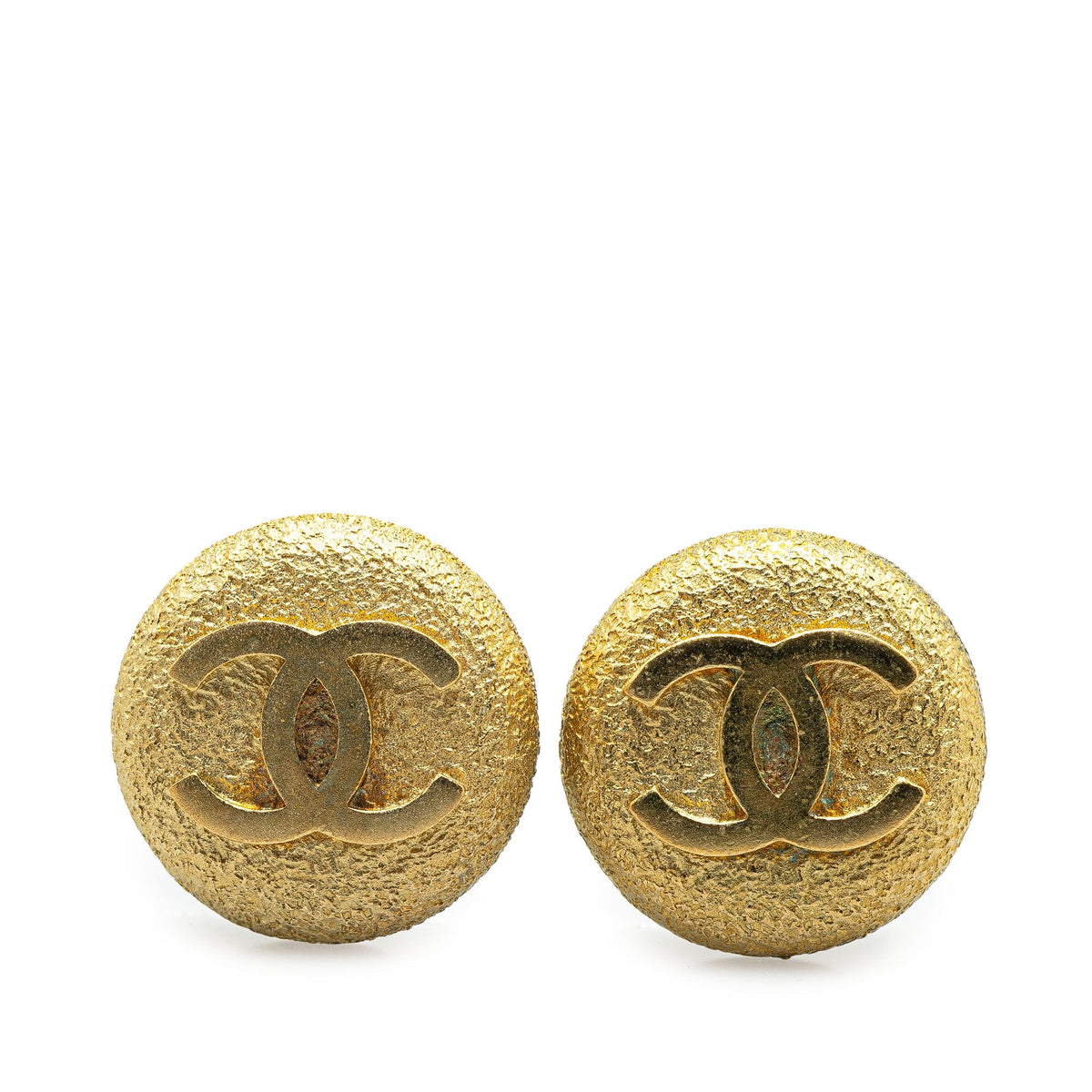 Gold Chanel Gold Plated CC Clip On Earrings
