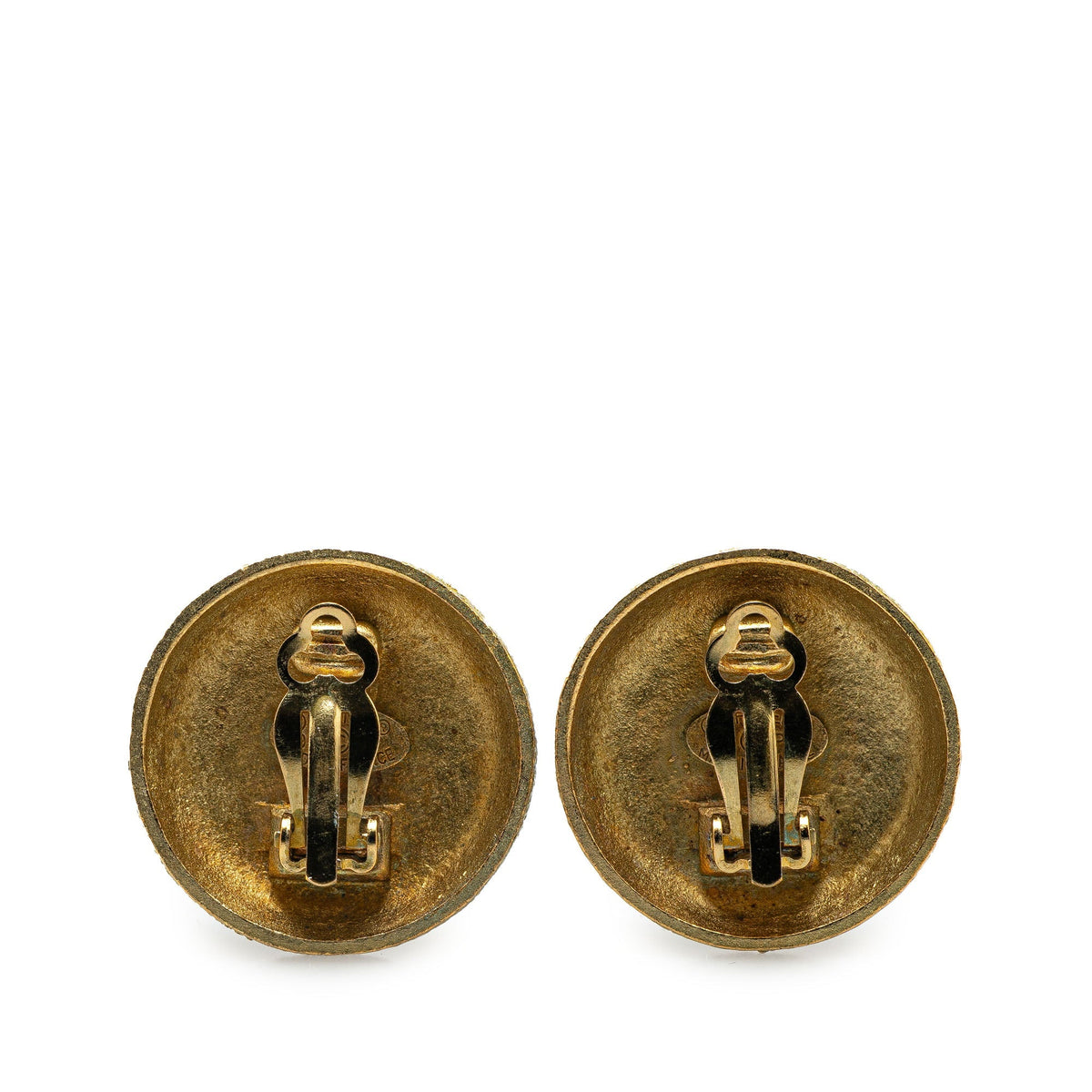 Gold Chanel Gold Plated CC Clip On Earrings