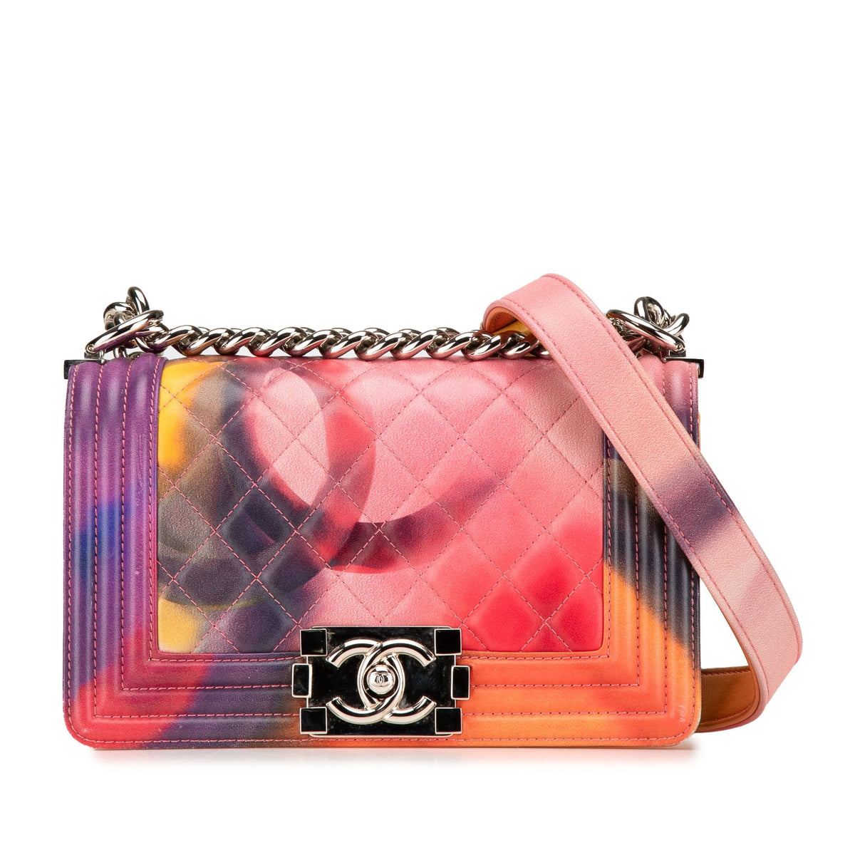Multicolor Chanel Small Lambskin Flower Power Boy Flap Satchel
