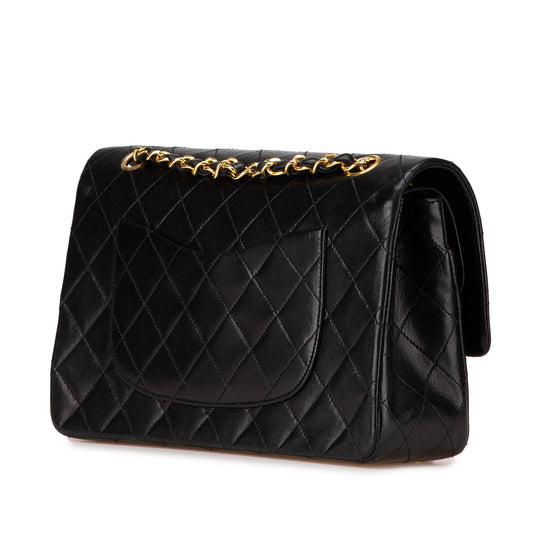 Black Chanel Medium Classic Lambskin Double Flap Shoulder Bag