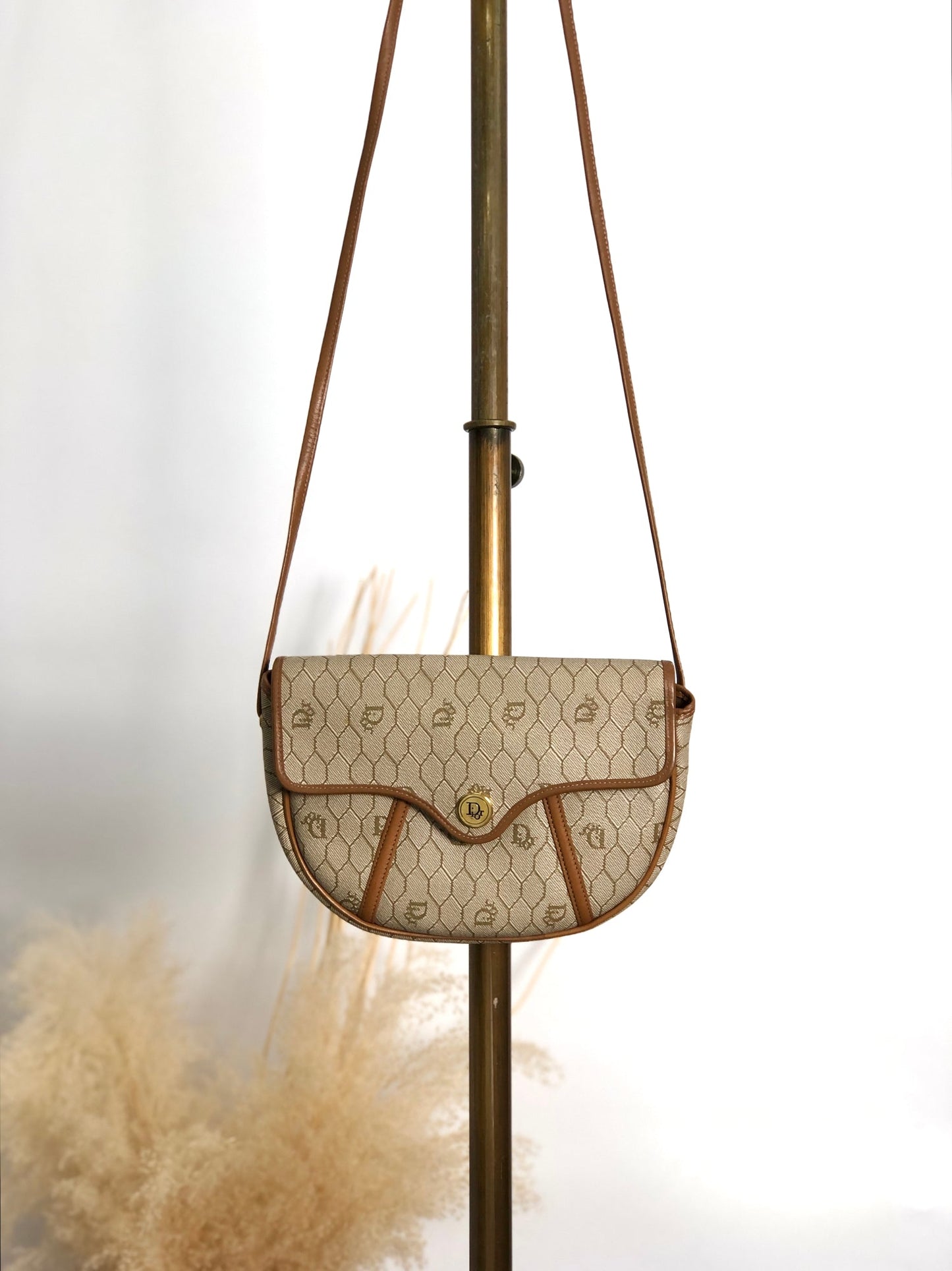 Christian Dior Honeycomb Pattern Shoulder bag Beige Vintage bbirpg