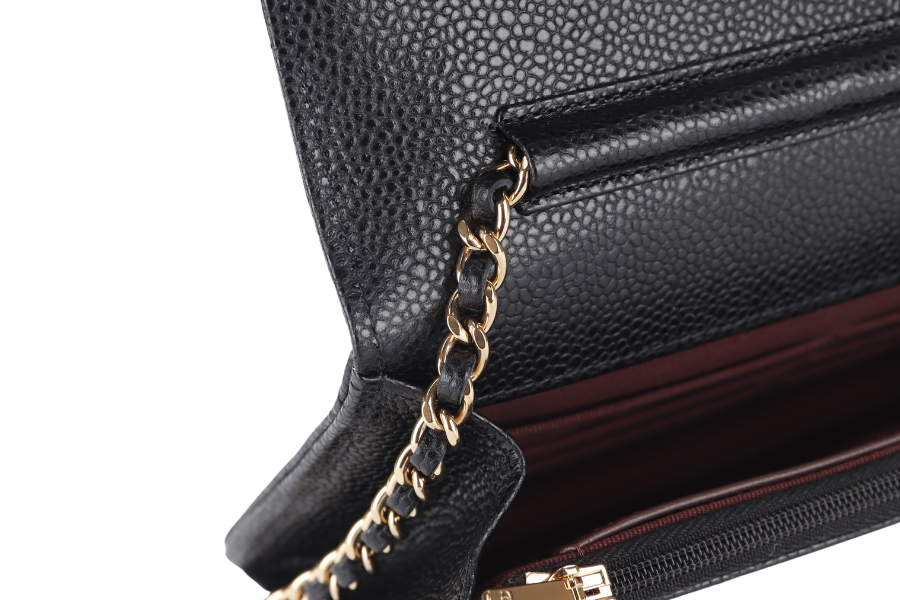 CHANEL WALLET ON CHAIN (JT7Xxxxx) BLACK CAVIAR LEATHER GOLD HARDWARE WITH DUST COVER AND BOX