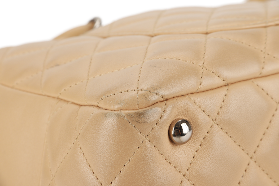CHANEL VINTAGE CAMBON BOWLER BAG (1023xxxx) BEIGE LAMBSKIN WITH DUST COVER AND BOX