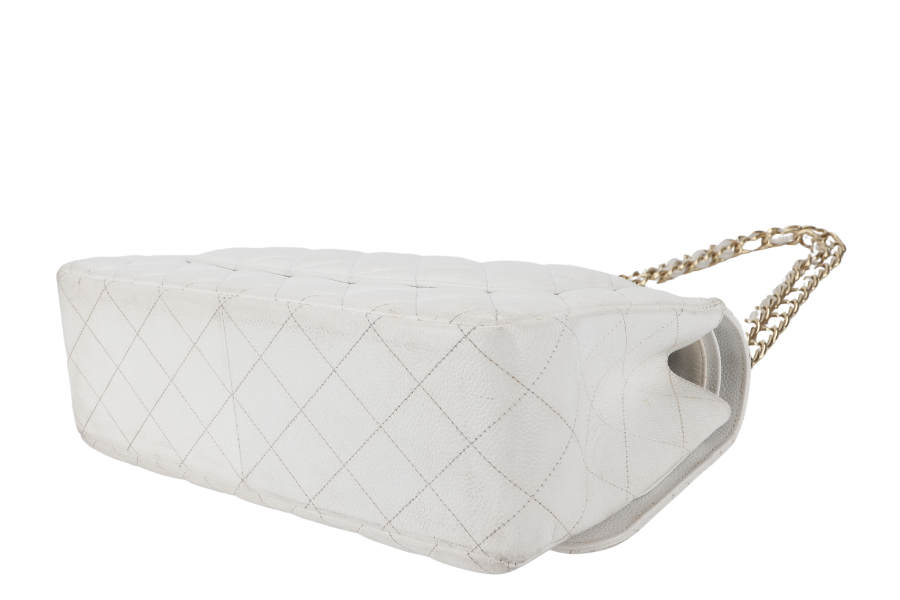 CHANEL JUMBO CLASSIC DOUBLE FLAP (1791xxxx) WHITE CAVIAR GOLD HARDWARE WITH  NO DUST COVER