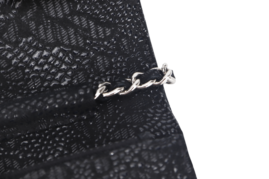 CHANEL W.O.C FLOWER LACE (1895xxxx) BLACK EMBOSSED GOATSKIN SILVER HARDWARE NO DUST COVER