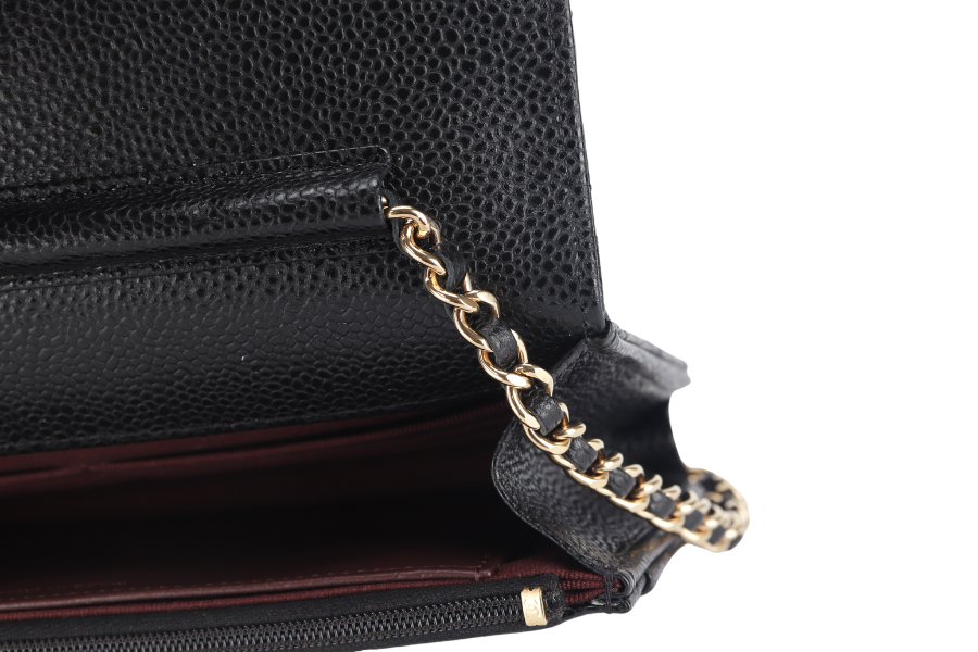 CHANEL WALLET ON CHAIN (JT7Xxxxx) BLACK CAVIAR LEATHER GOLD HARDWARE WITH DUST COVER AND BOX