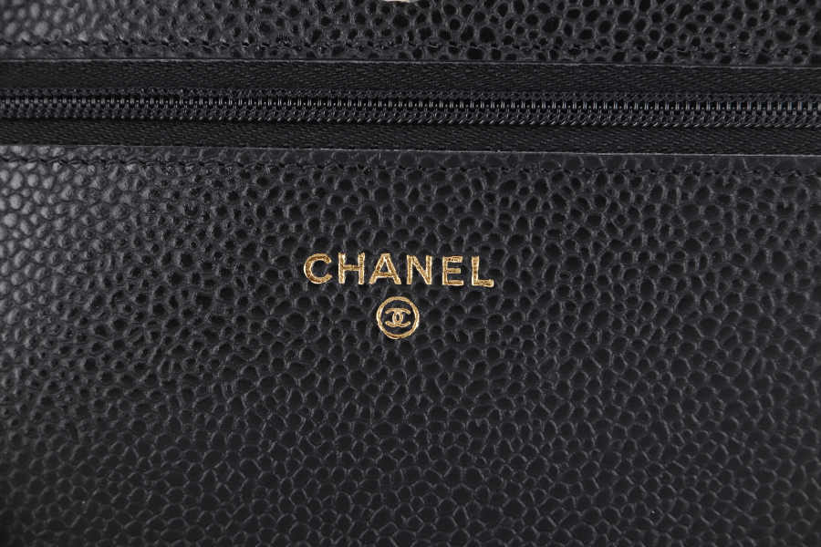 CHANEL WALLET ON CHAIN (JT7Xxxxx) BLACK CAVIAR LEATHER GOLD HARDWARE WITH DUST COVER AND BOX
