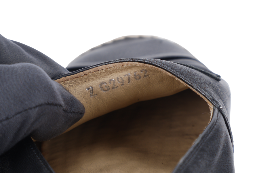 CHANEL ESPADRILLES SHOES BLACK LEATHER SIZE 38 WITH DUST COVER