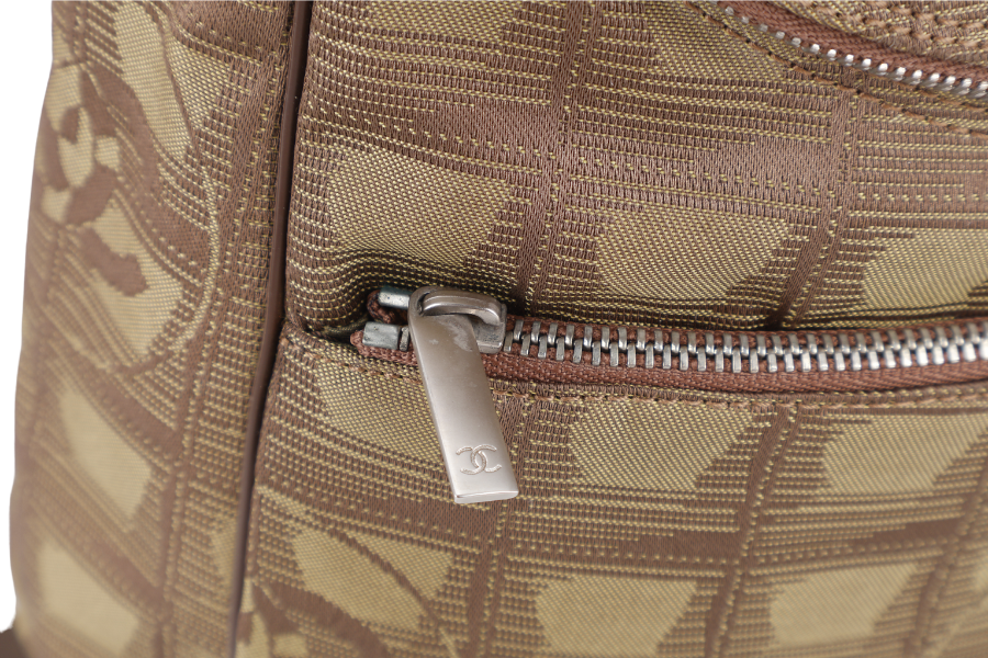 CHANEL SPORTS LINE BACKPACK (705xxxx) GREEN CANVAS SILVER HARDWARE WITH  AND DUST COVER