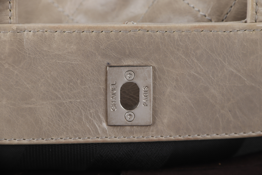 CHANEL TWO WAY TOTE BAG (12995xxxx) GREY MEDIUM EDGE CALFSKIN SILVER HARDWARE NO DUST COVER