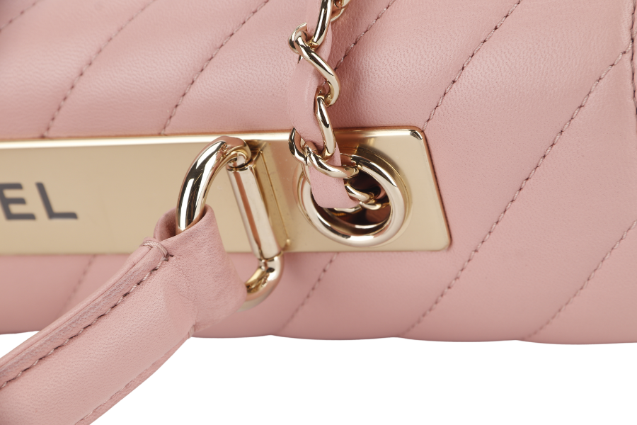 CHANEL TRENDY CC FLAP (2550xxxx) WITH TOP HANDLE MEDIUM PINK LAMBSKIN GOLD HARDWARE WITH DUST COVER