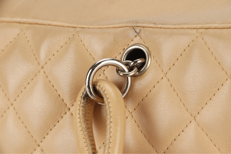 CHANEL VINTAGE CAMBON BOWLER BAG (1023xxxx) BEIGE LAMBSKIN WITH DUST COVER AND BOX
