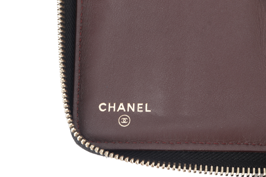 CHANEL ZIP AROUND WALLET (2450xxxx) BLACK CAVIAR LEATHER GOLD HARDWARE WITH  AND BOX