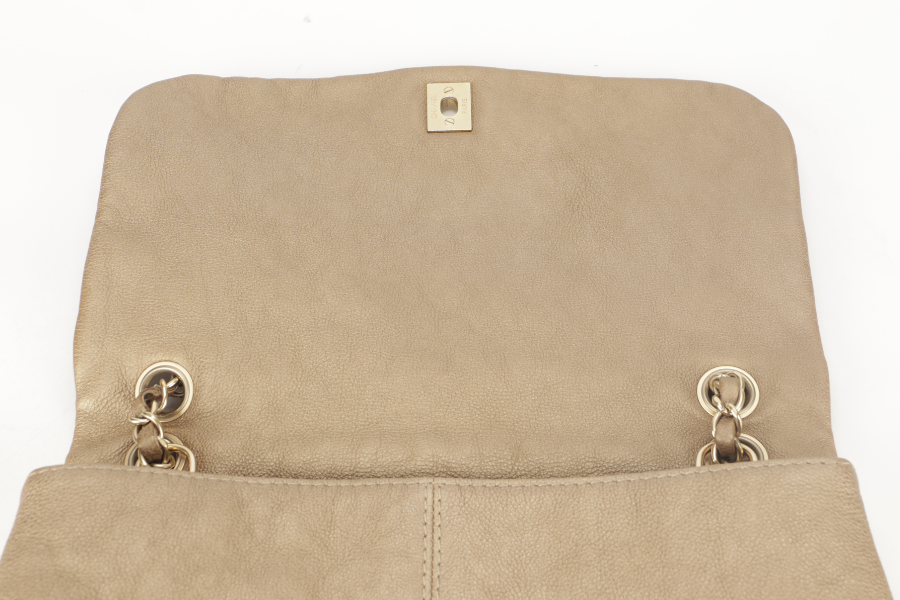 CHANEL TRIANON MESSENGER BAG (1746xxxx) GOLD DISTRESSED LEATHER GOLD HARDWARE WITH DUST COVER ,  AND BOX
