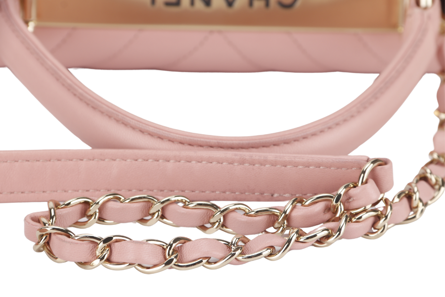 CHANEL TRENDY CC FLAP (2550xxxx) WITH TOP HANDLE MEDIUM PINK LAMBSKIN GOLD HARDWARE WITH DUST COVER