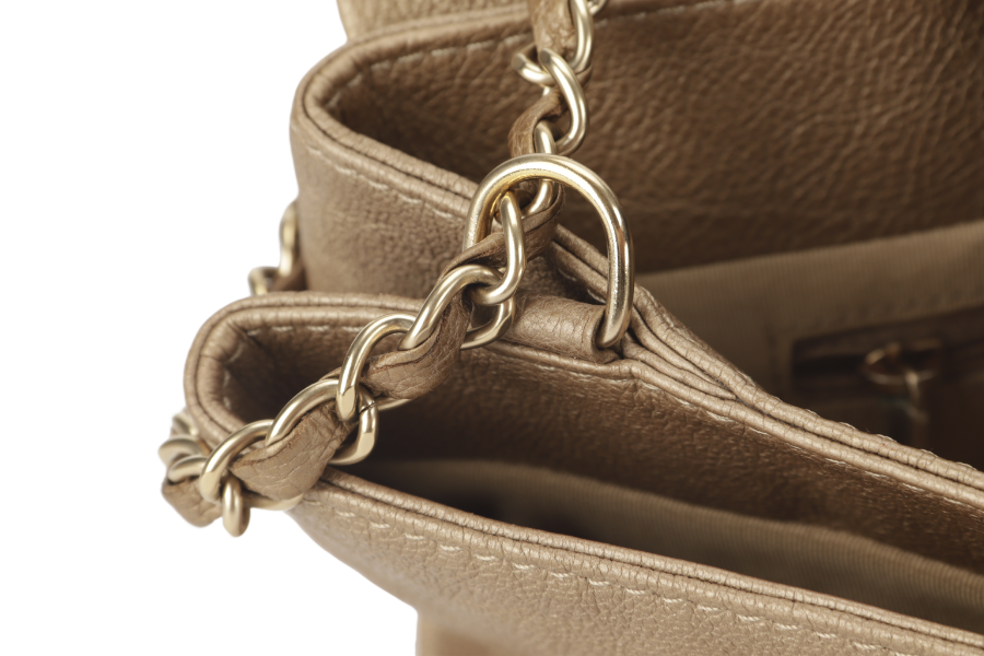 CHANEL TRIANON MESSENGER BAG (1746xxxx) GOLD DISTRESSED LEATHER GOLD HARDWARE WITH DUST COVER ,  AND BOX
