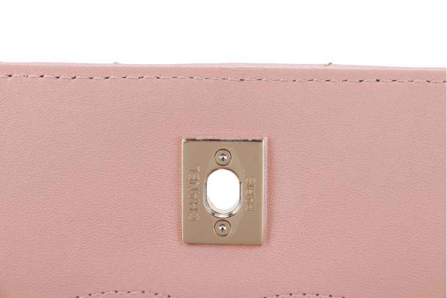 CHANEL TRENDY CC FLAP (2550xxxx) WITH TOP HANDLE MEDIUM PINK LAMBSKIN GOLD HARDWARE WITH DUST COVER